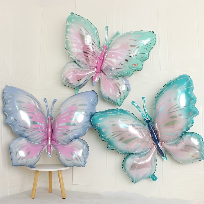 Ballon foil papillon pastel